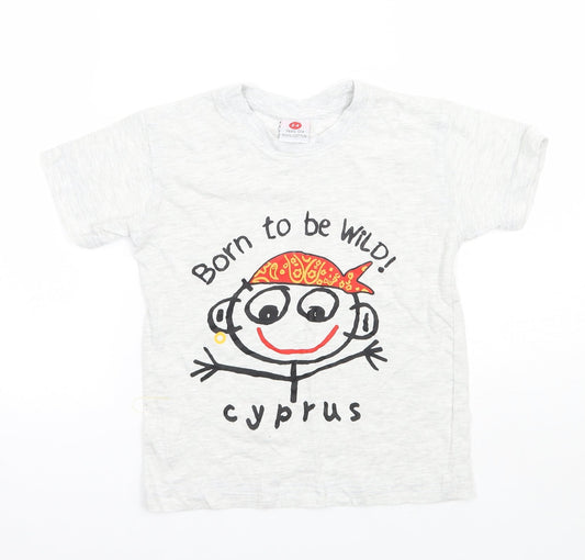 Preworn Boys Grey   Basic T-Shirt Size 3-4 Years