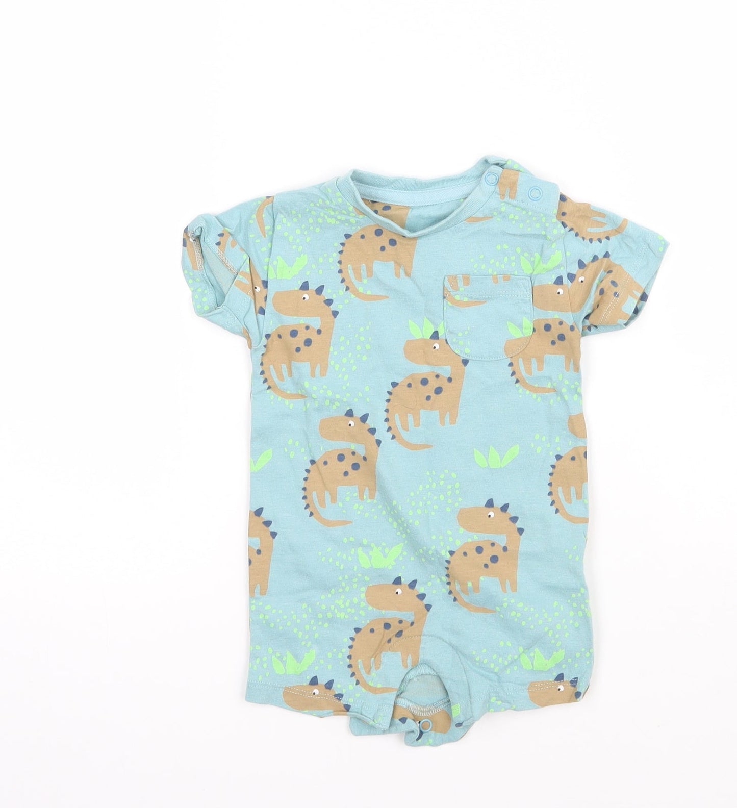 Marks and Spencer Boys Green Floral  Babygrow One-Piece Size 0-3 Months