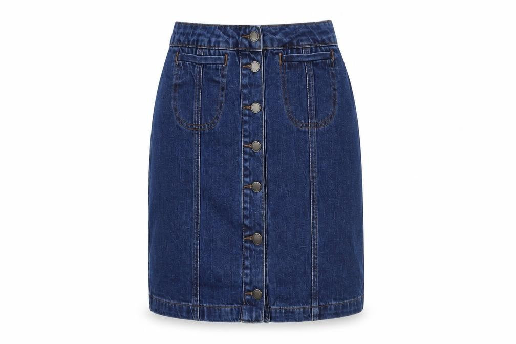 Topshop Womens Blue  Denim Maxi Skirt Size 25 in