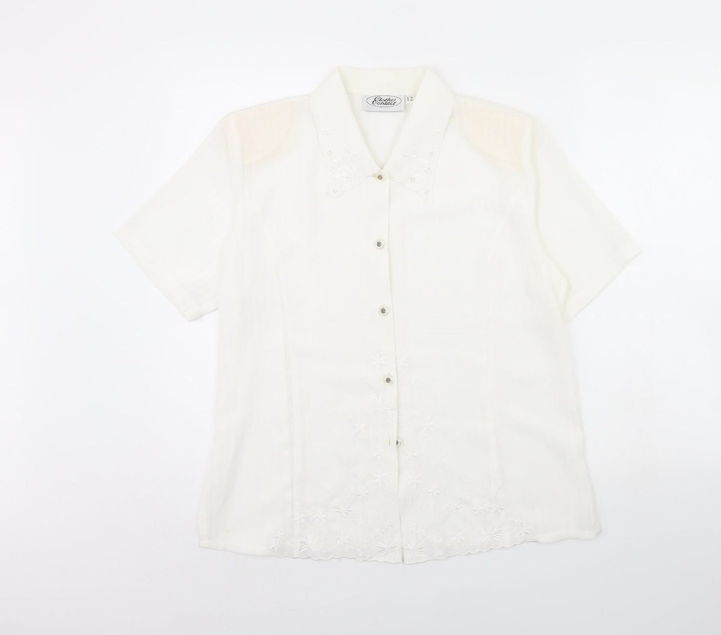 Clothes Contact Womens White   Basic Button-Up Size 12  - Shoulder Pads