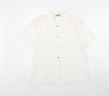 Clothes Contact Womens White   Basic Button-Up Size 12  - Shoulder Pads