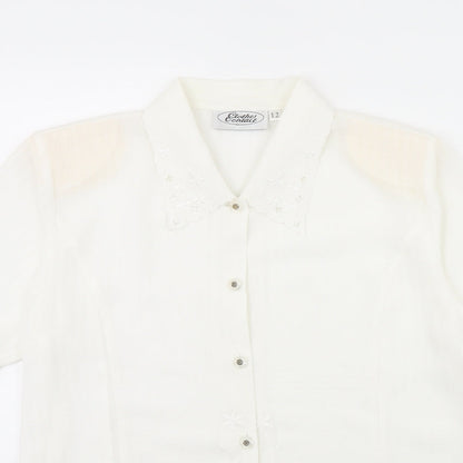 Clothes Contact Womens White   Basic Button-Up Size 12  - Shoulder Pads