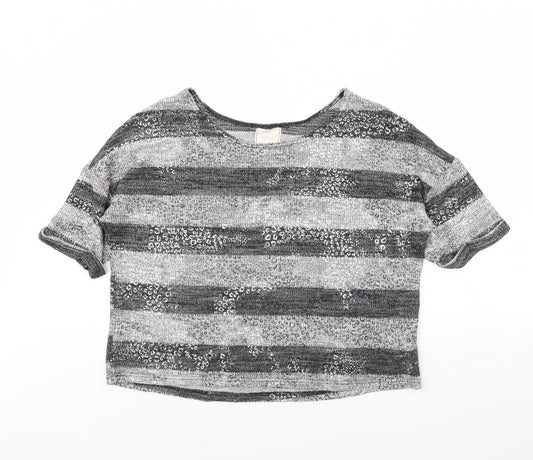 New Look Womens Black Striped  Pullover Jumper Size 12