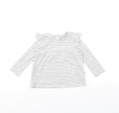 Additional front view of Primark Baby Grey Striped Basic Blouse, size 18-24, Months