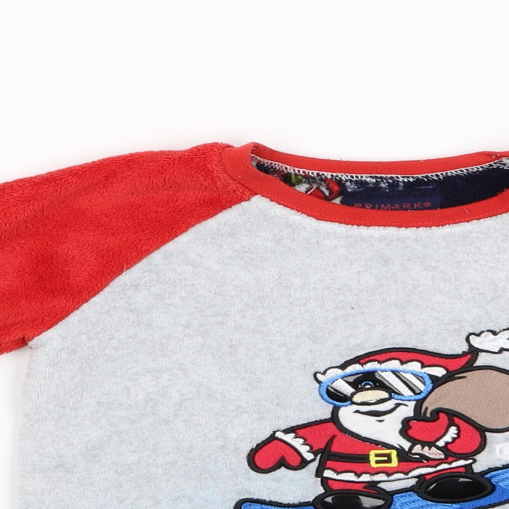 Primark Boys Multicoloured    Pyjama Top Size 3-4 Years  - Santa Claus Logo