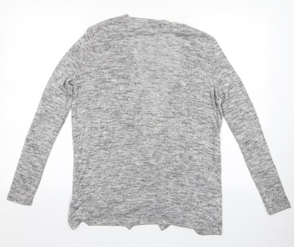 Back view of Atmosphere women’s grey herringbone wrap jumper, size UK 6, - wrap style cardigan