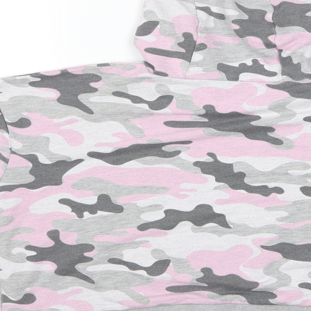 PEP & CO Girls Multicoloured Geometric  Pullover Hoodie Size 12-13 Years  - Pink, Grey and Glitter ribb