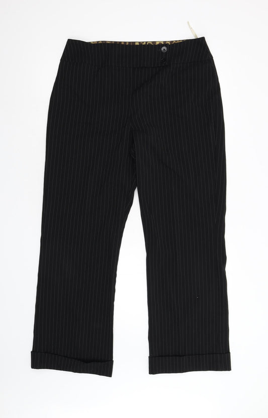 Dorothy Perkins Womens Black Striped  Trousers  Size 14 L29 in