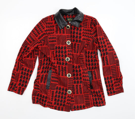 Bob Mackie Womens Red Houndstooth  Jacket  Size XS