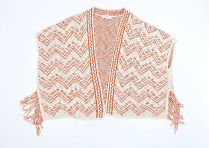 Next Womens Orange Geometric Knit Cape Jumper Size M