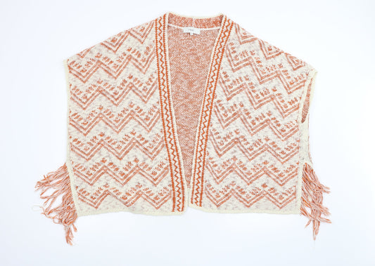 NEXT Womens Orange Geometric Knit Cape Jumper Size M