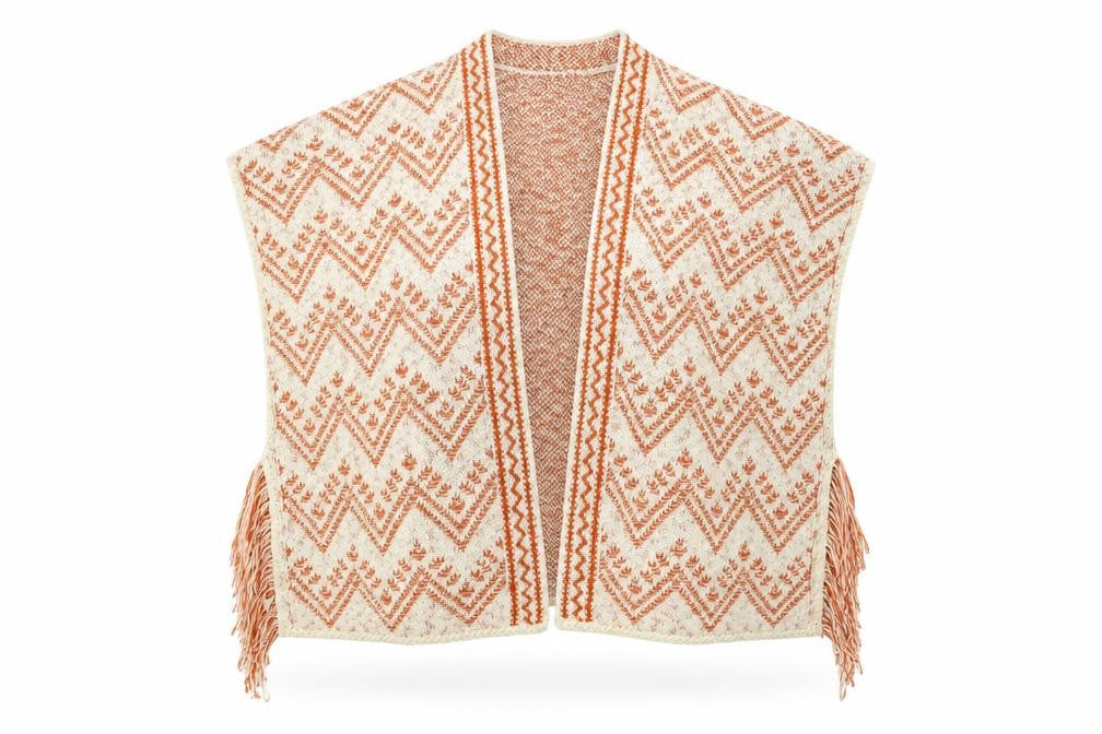 Next Womens Orange Geometric Knit Cape Jumper Size M