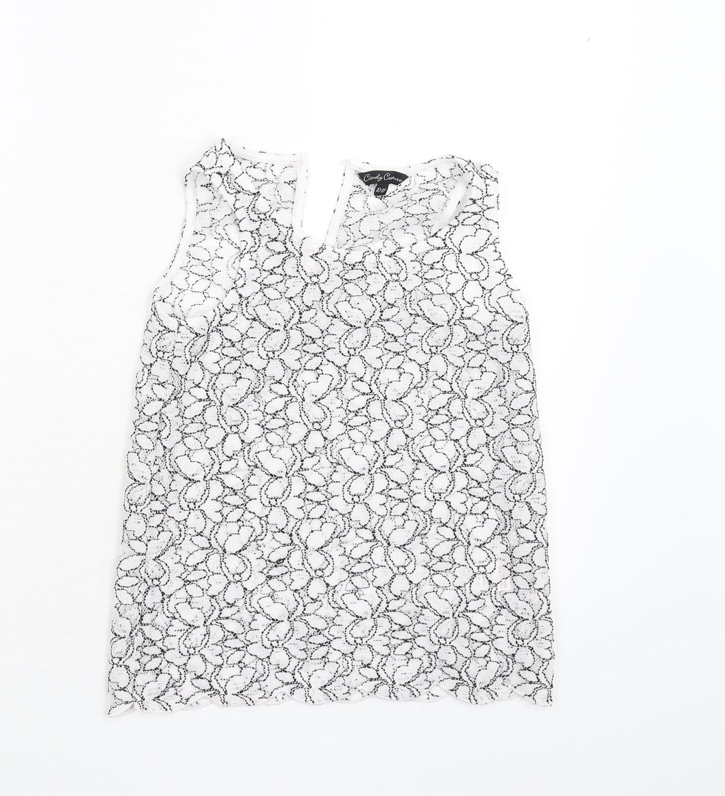 Matalan Womens White Floral  Basic Tank Size 10