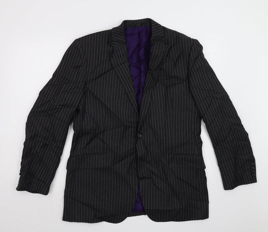 M&S Mens Black Striped  Jacket Suit Jacket Size 40