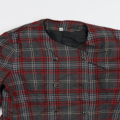 Close-up detail of The Edinburgh Collection women’s red check jacket, size UK 16