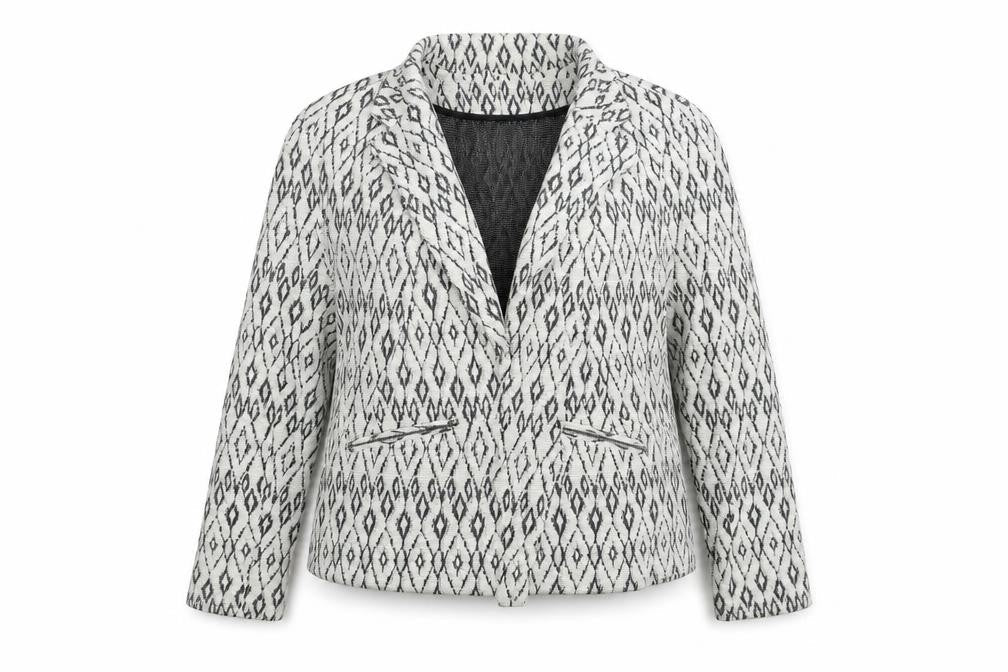 Soon Womens White Geometric  Jacket Blazer Size 20