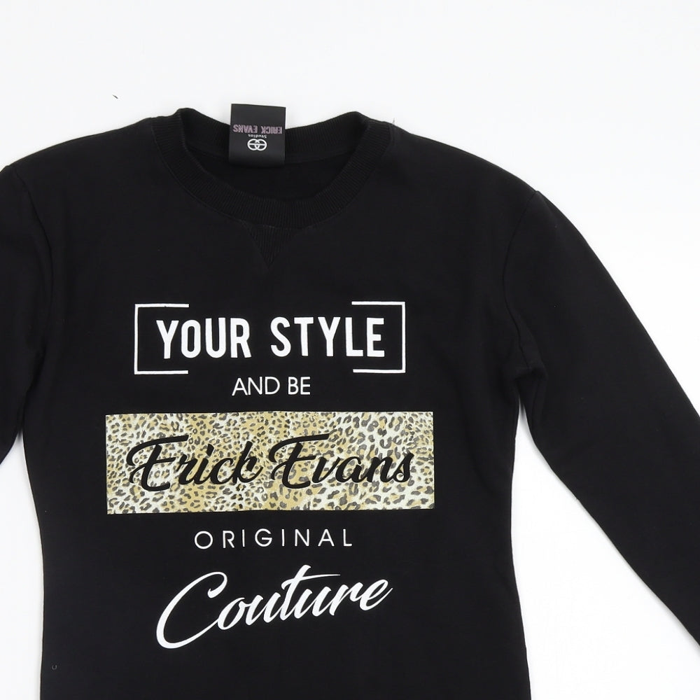 Erick Evans Girls Black Animal Print  Pullover Sweatshirt Size 12 Years