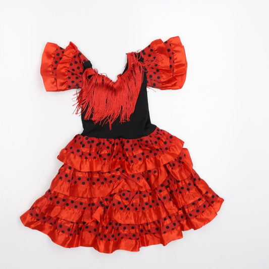 Preworn Girls Red Polka Dot  Ball Gown  Size 2 Years