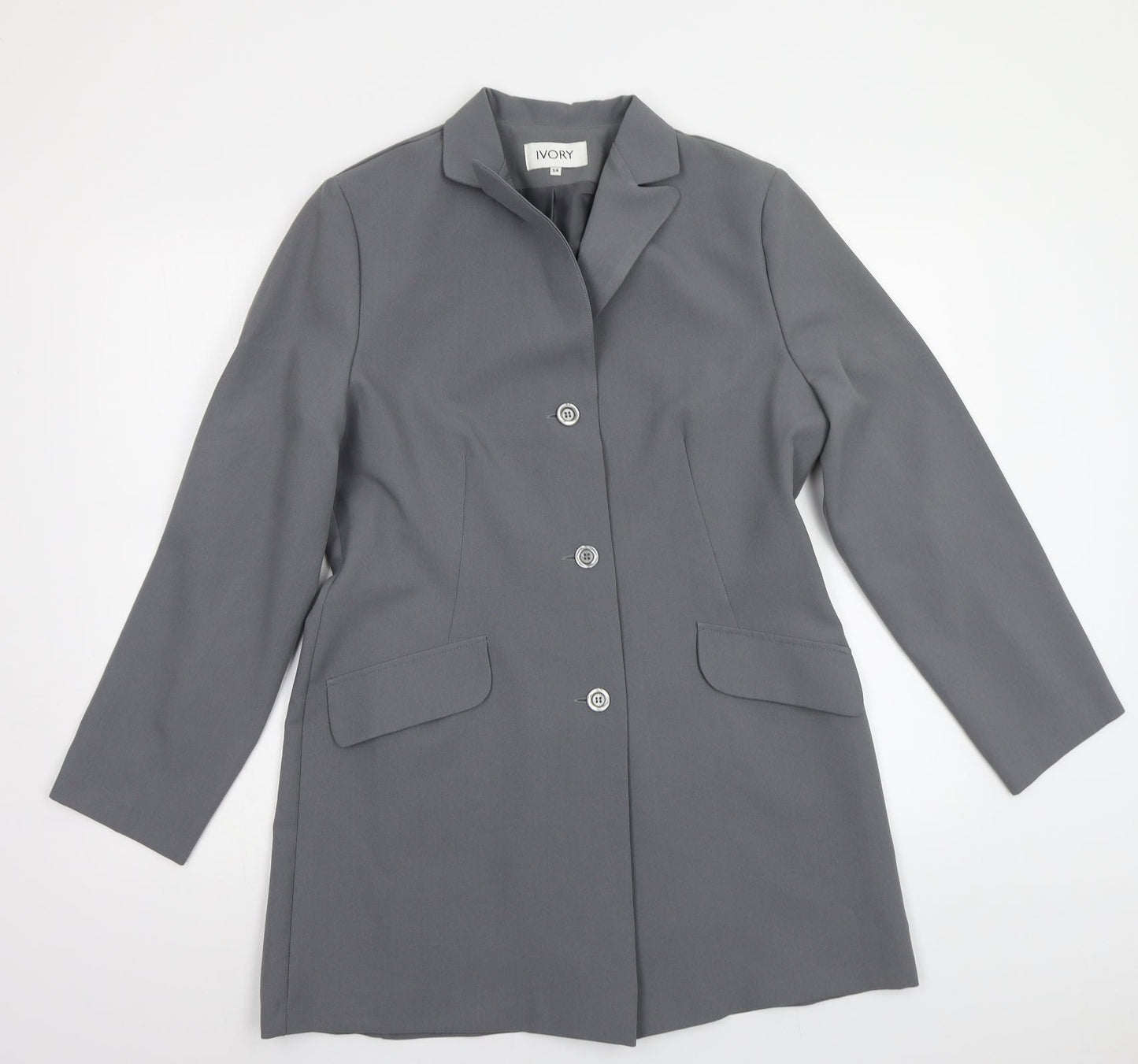Ivory Womens Grey   Overcoat Blazer Size 14