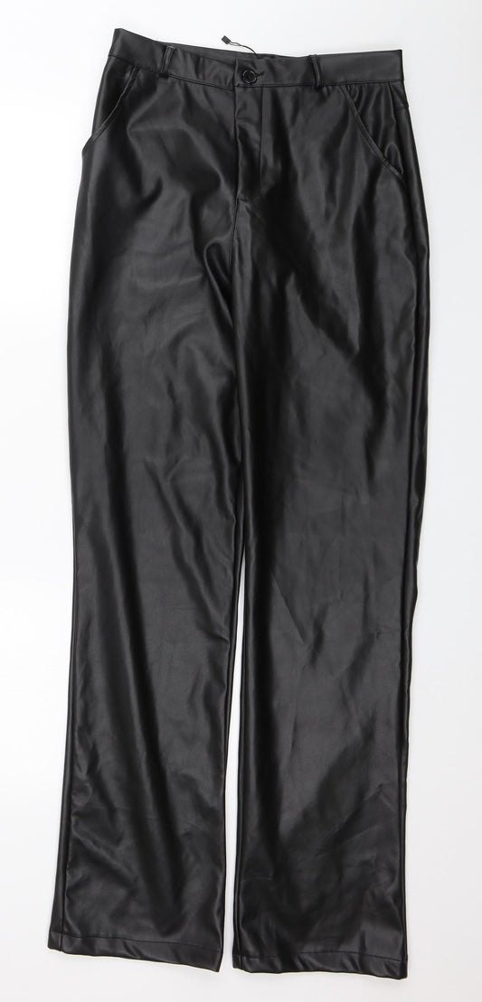 PRETTYLITTLETHING Womens Black   Trousers  Size 10 L32 in