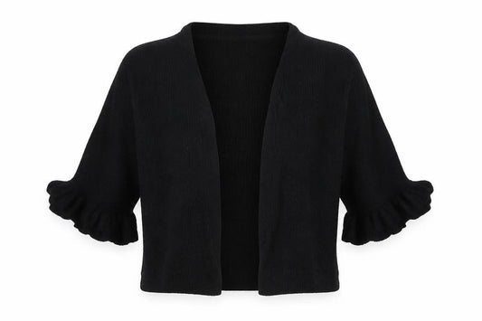 Front view of Papaya women’s black cardigan jumper, size S
