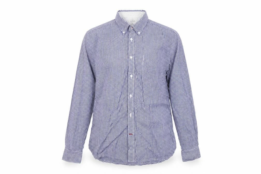 Thomas Hayes Mens Blue Check   Button-Up Size L