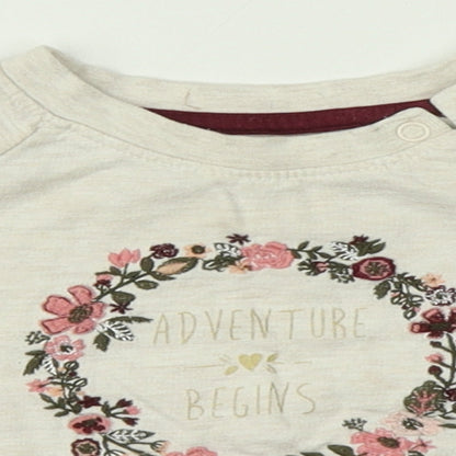 Close-up detail of Primark girls’ beige jumper, size 6-9, months