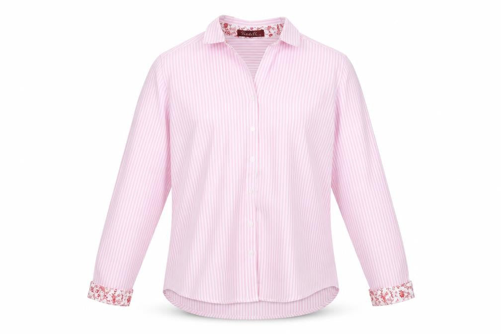 Boteli Mens Pink Striped   Button-Up Size 46