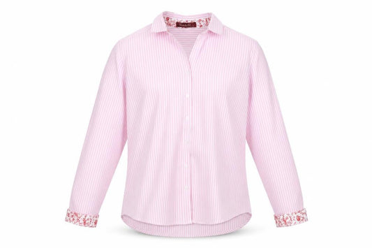 Boteli Mens Pink Striped   Button-Up Size 46