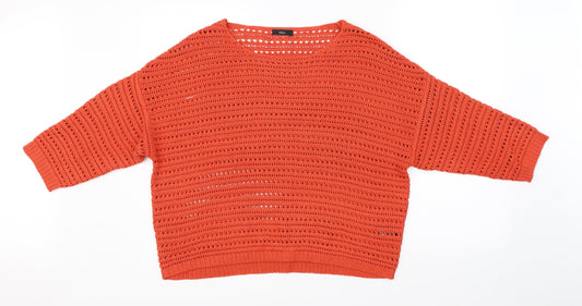 M&Co Womens Orange  Knit Pullover Jumper Size 16