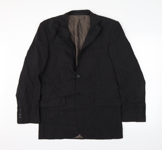 M&S Mens Black Striped  Jacket Suit Jacket