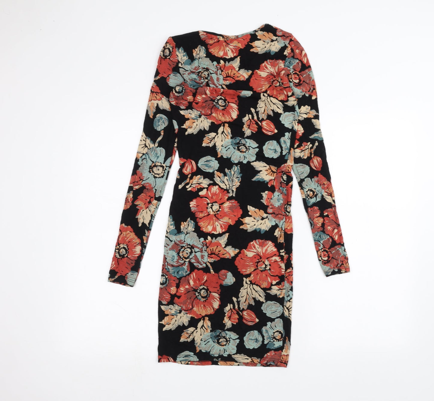 Topshop Womens Black Floral  T-Shirt Dress  Size 6