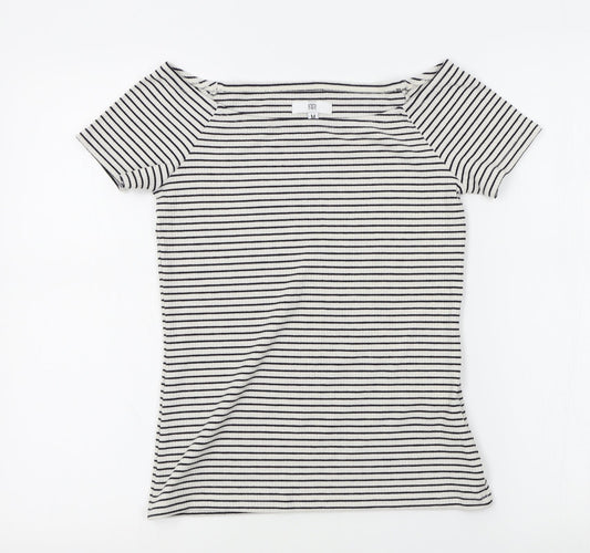 RR Womens White Striped  Pullover Jumper Size M