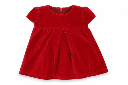 Front view of NLI me girls’ red a-line, size 12, months