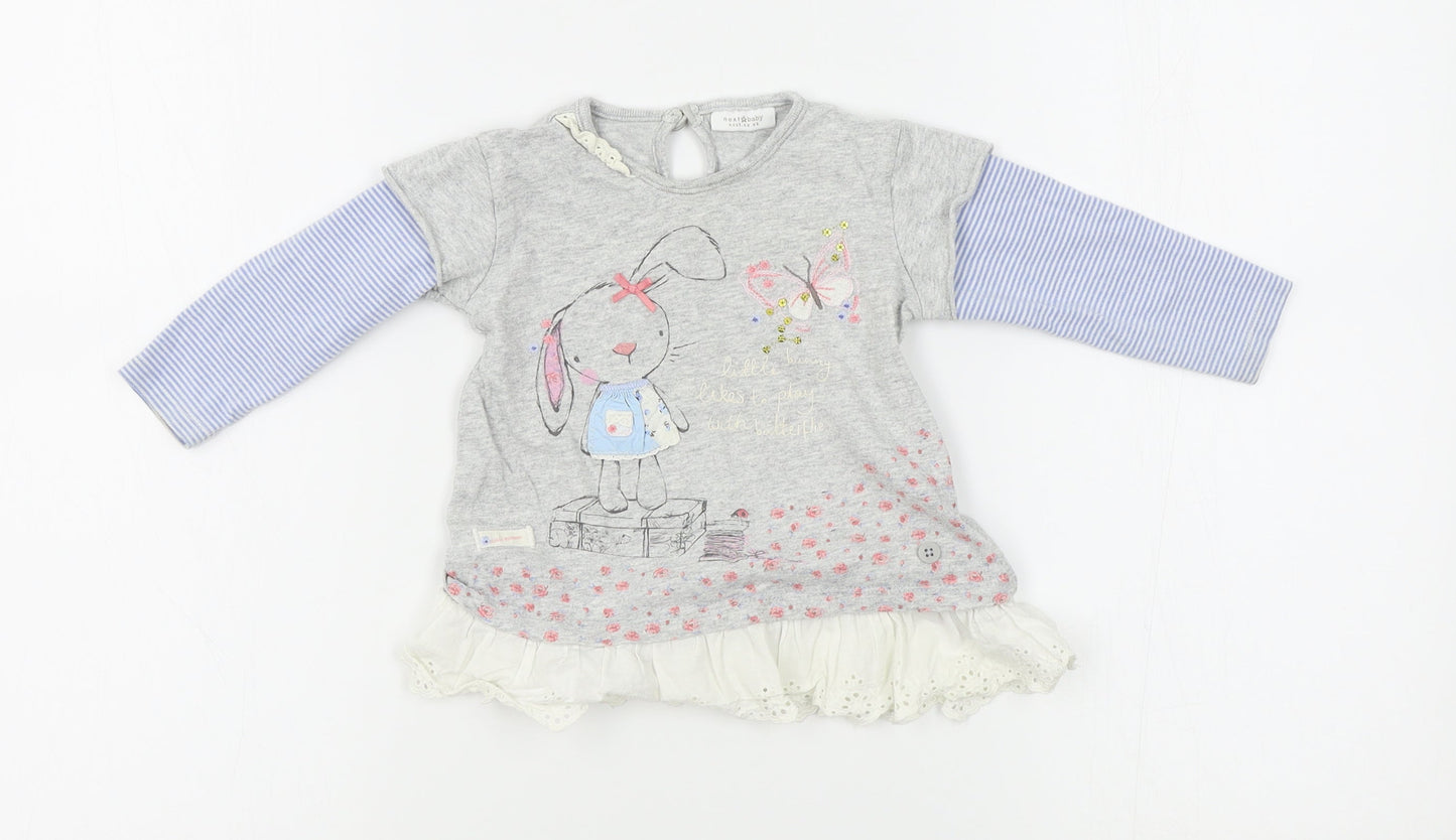 NEXT Girls Grey   Basic Blouse Size 6-9 Months