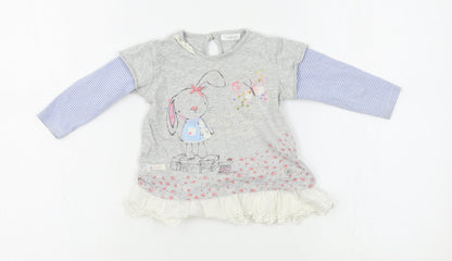 Additional front view of Next girls’ grey basic blouse, size 6-9, months