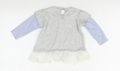 Back view of Next girls’ grey basic blouse, size 6-9, months