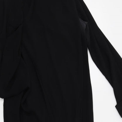 Close-up detail of Atmosphere women’s black wrap jumper, size UK 10
