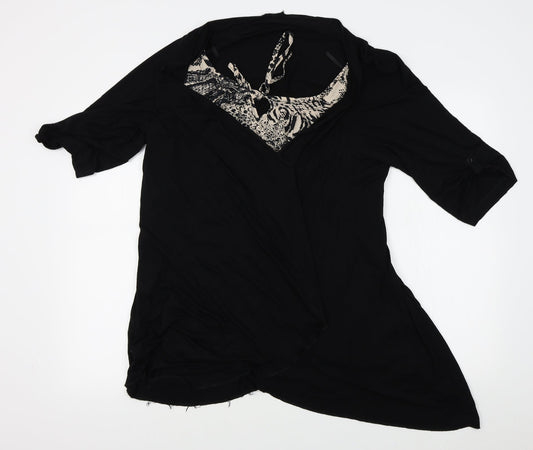 Preworn Womens Black Animal Print  Wrap Jumper Size 20  - shirt insert
