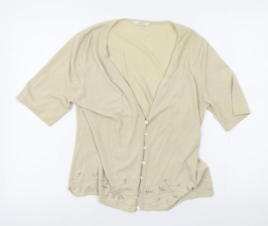 M&S Womens Beige   Cardigan Jumper Size 14