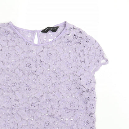 Preloved Dorothy Perkins Womens Purple Floral  Basic Blouse Size 8 - Detail