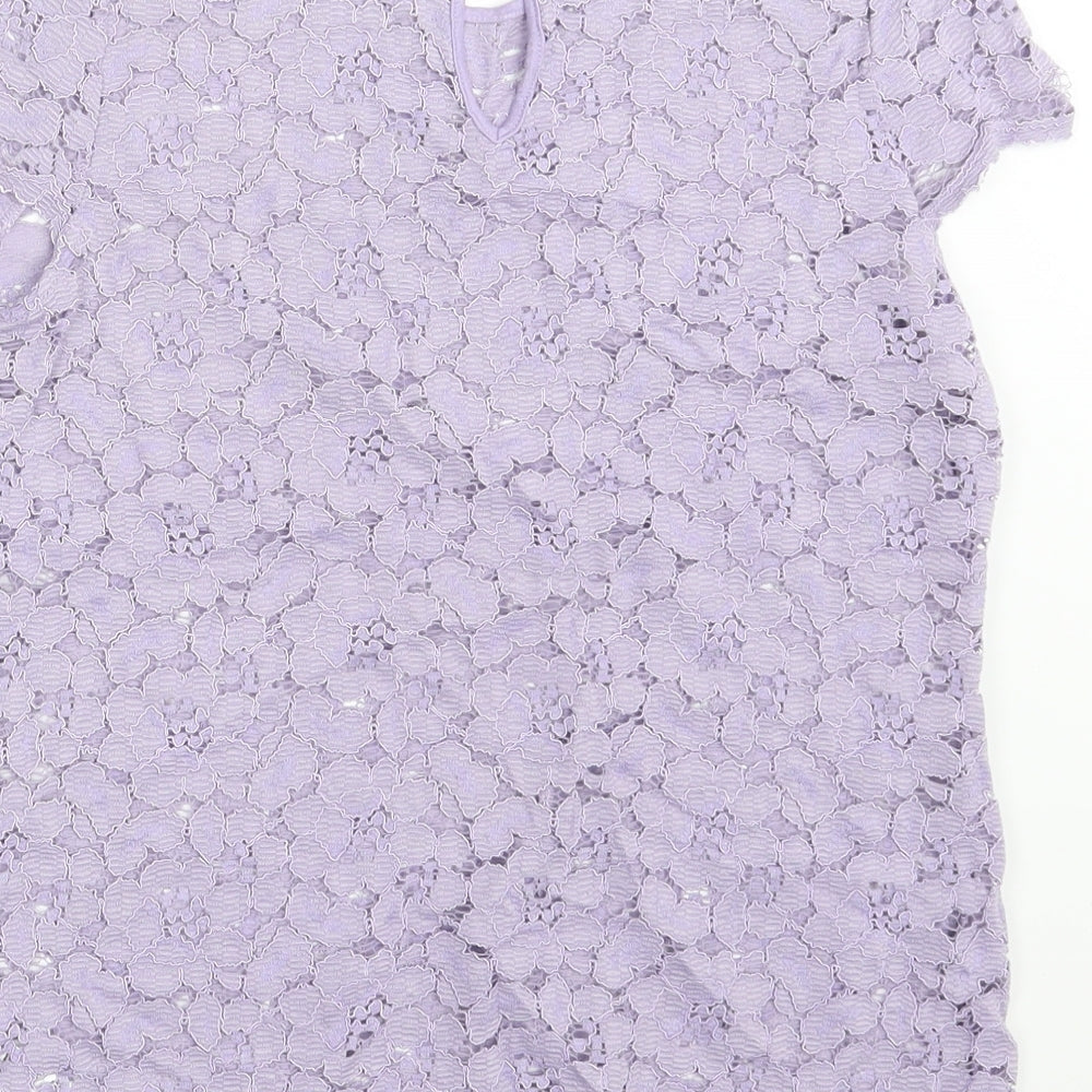 Dorothy Perkins Womens Purple Floral  Basic Blouse Size 8