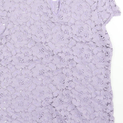 Preloved Dorothy Perkins Womens Purple Floral  Basic Blouse Size 8 - Label