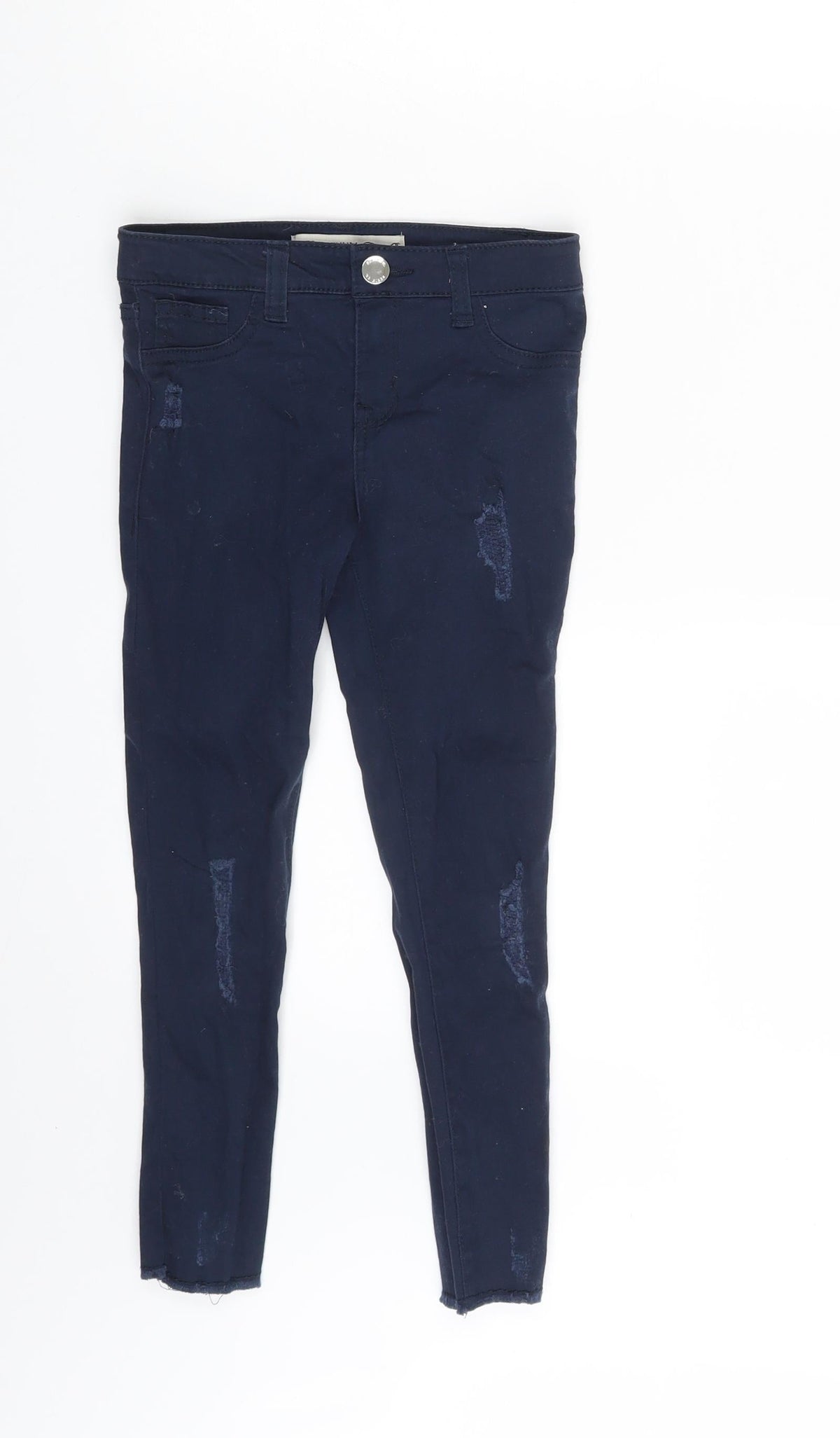 Additional front view of Denim & Co. girls’ blue denim skinny jeans, size 6-7, years - inside leg 18-inch