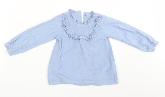 M&S Girls Blue   Shirt Dress  Size 18-24 Months