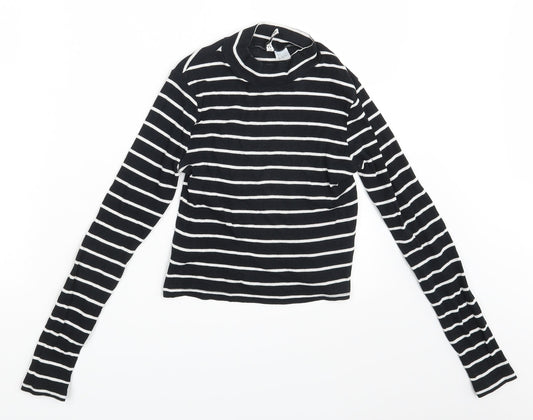 Divided Womens Black Striped  Pullover Jumper Size S