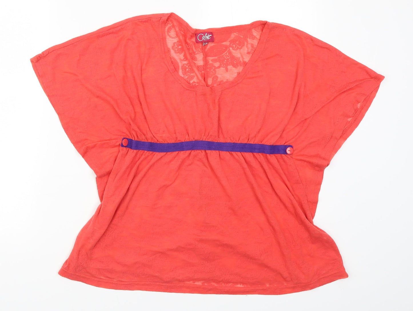 Coline Womens Red Paisley  Basic T-Shirt Size M