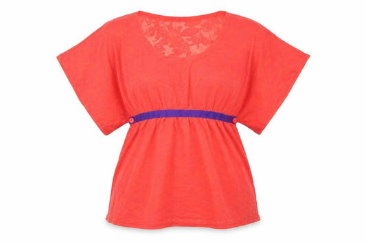 Coline Womens Red Paisley  Basic T-Shirt Size M