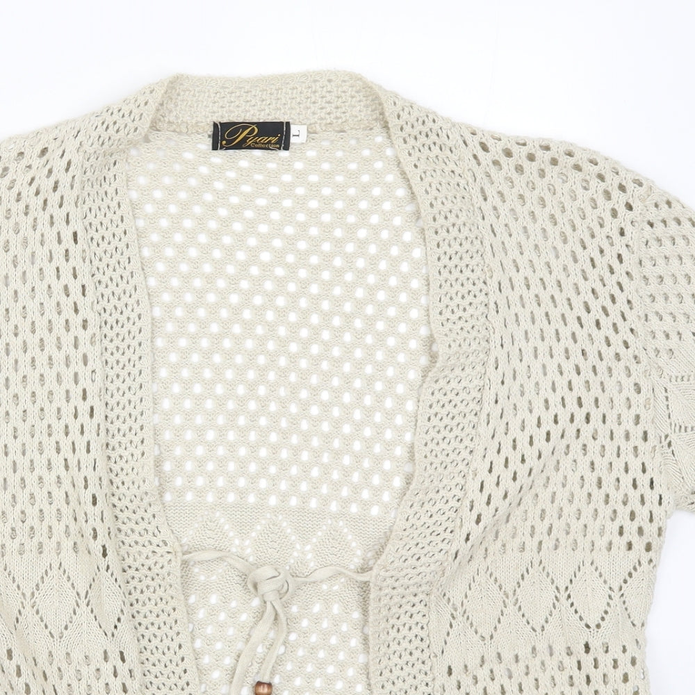 Pyari Collection Womens Beige  Knit Cardigan Jumper Size L