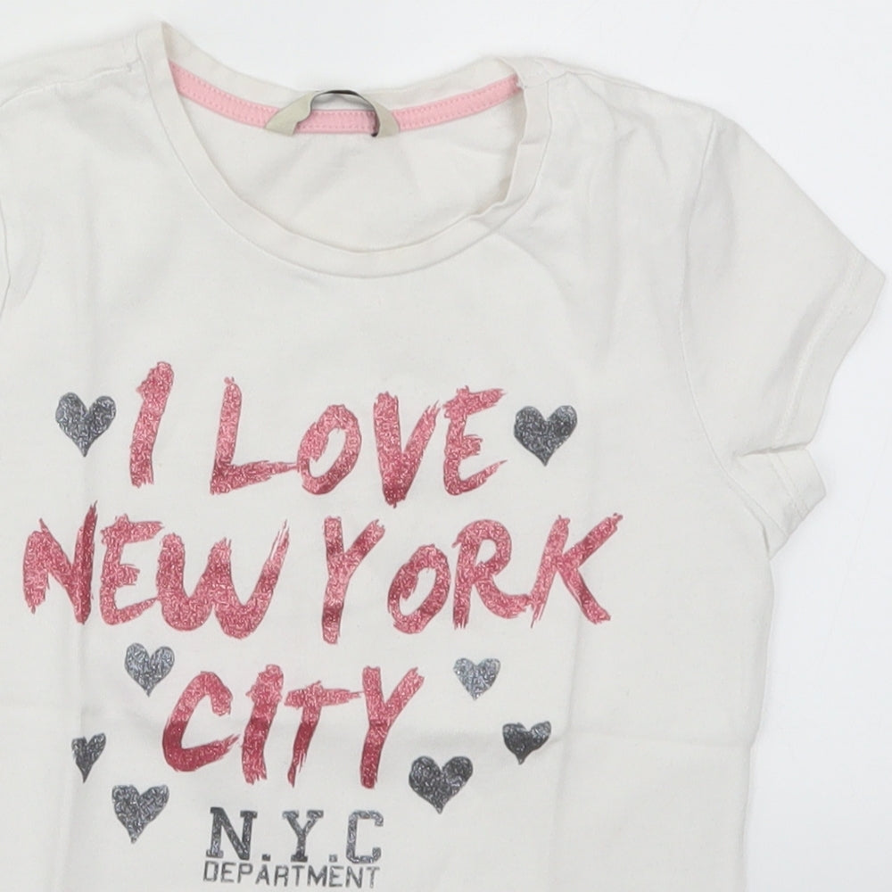 George Girls White   Basic T-Shirt Size 7-8 Years  - I Love New York City